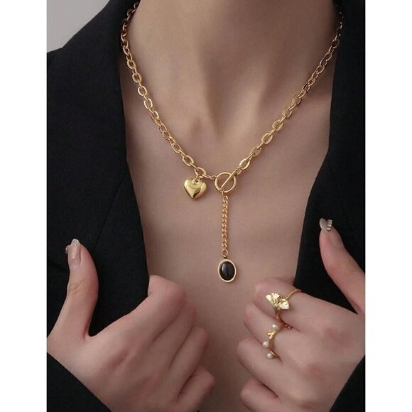 Jewelry - 18k Golden Plated Necklace Heart Chain Stainless Steel